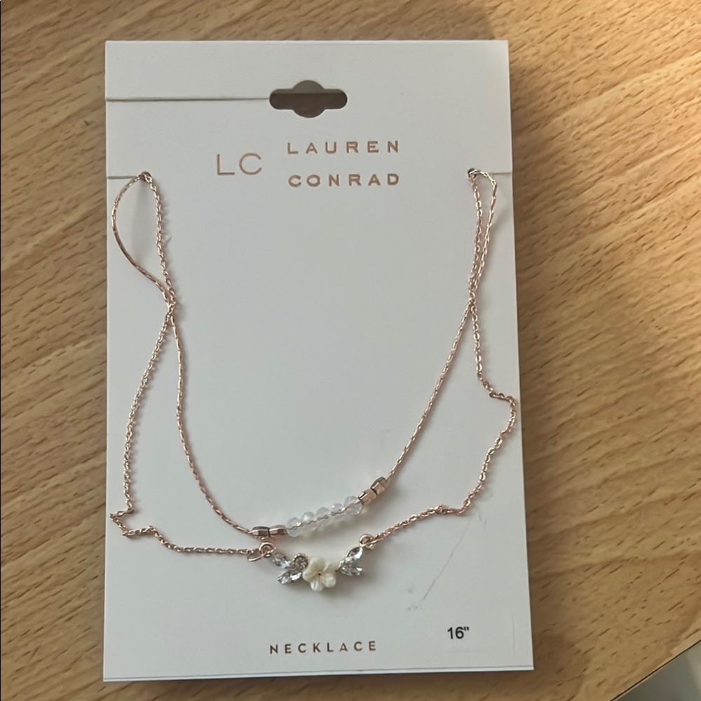 LC Lauren Conrad Gold and White Necklace Minimalist Design